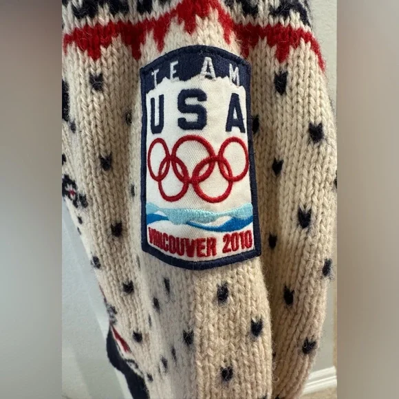 Vintage Ralph Lauren Holiday Christmas Fair Isle Red & Navy Olympics Sweater - Picture 9 of 16